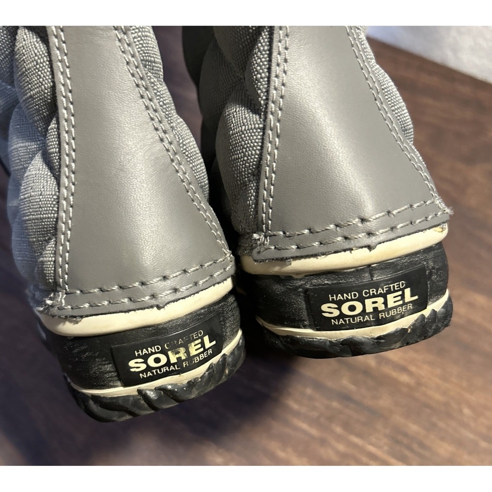 SOREL Womens Size 8 Out N About Tall Snow Boot Grey Lace-Up Quilted Lined Boots - Picture 5 of 7
